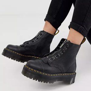 Dr. Martens Women's Tumbled Black Sinclair Platform Zip Leather Combat Boots 8